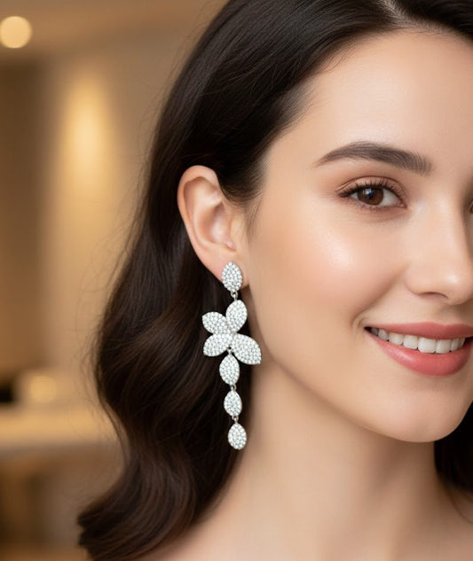 Luxury Floral Cascade Cubic Zircon Earrings