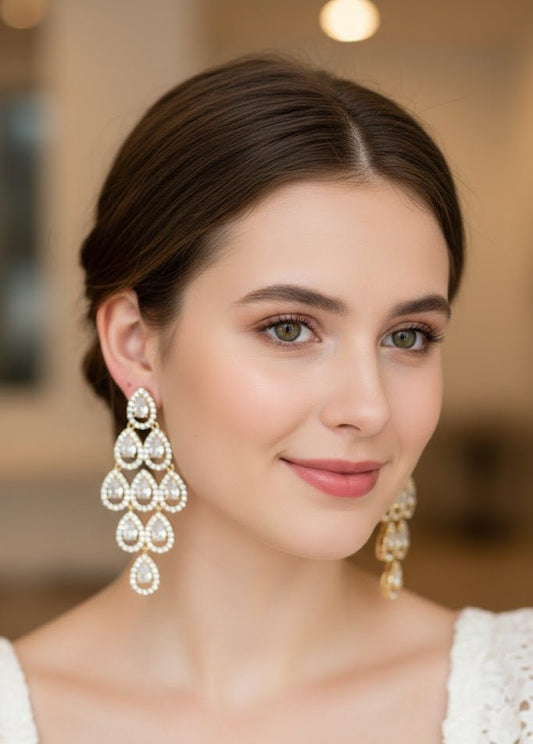 Crystal Cascade Teardrop Cubic Zircon Earrings