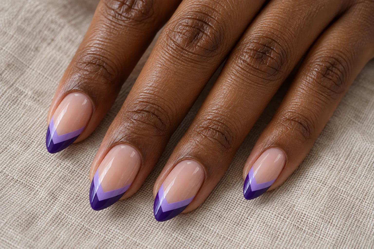 Lilac Chevron Tips geometric nail art design