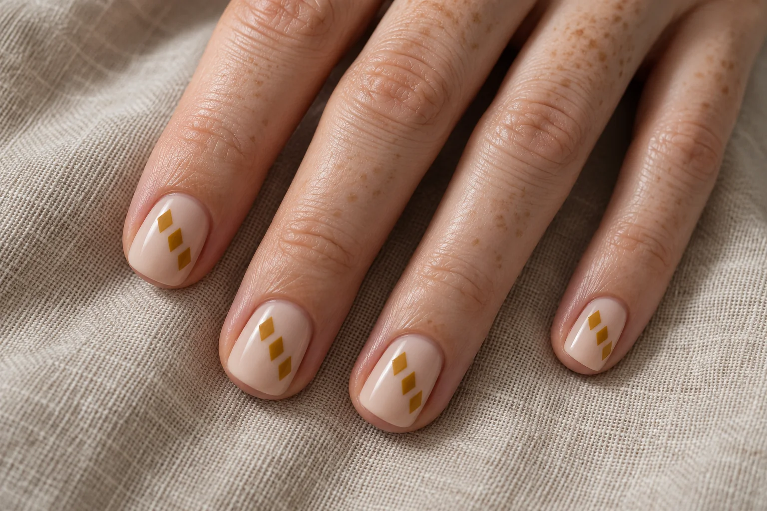 Mustard Diamond Tiles geometric nail art design