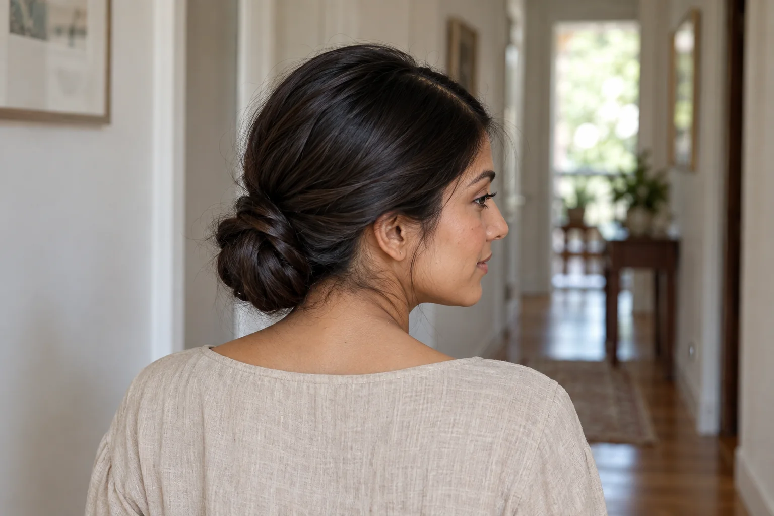 Relaxed Low Bun hairstyle illustration